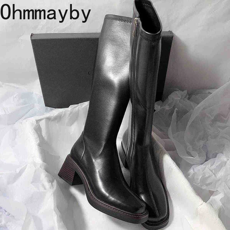 Vintage Thick Heel Women Knee  - Women'S Fashion Korea review and price
