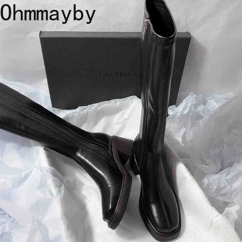 Vintage Thick Heel Women Knee  - Women'S Fashion Korea review and price
