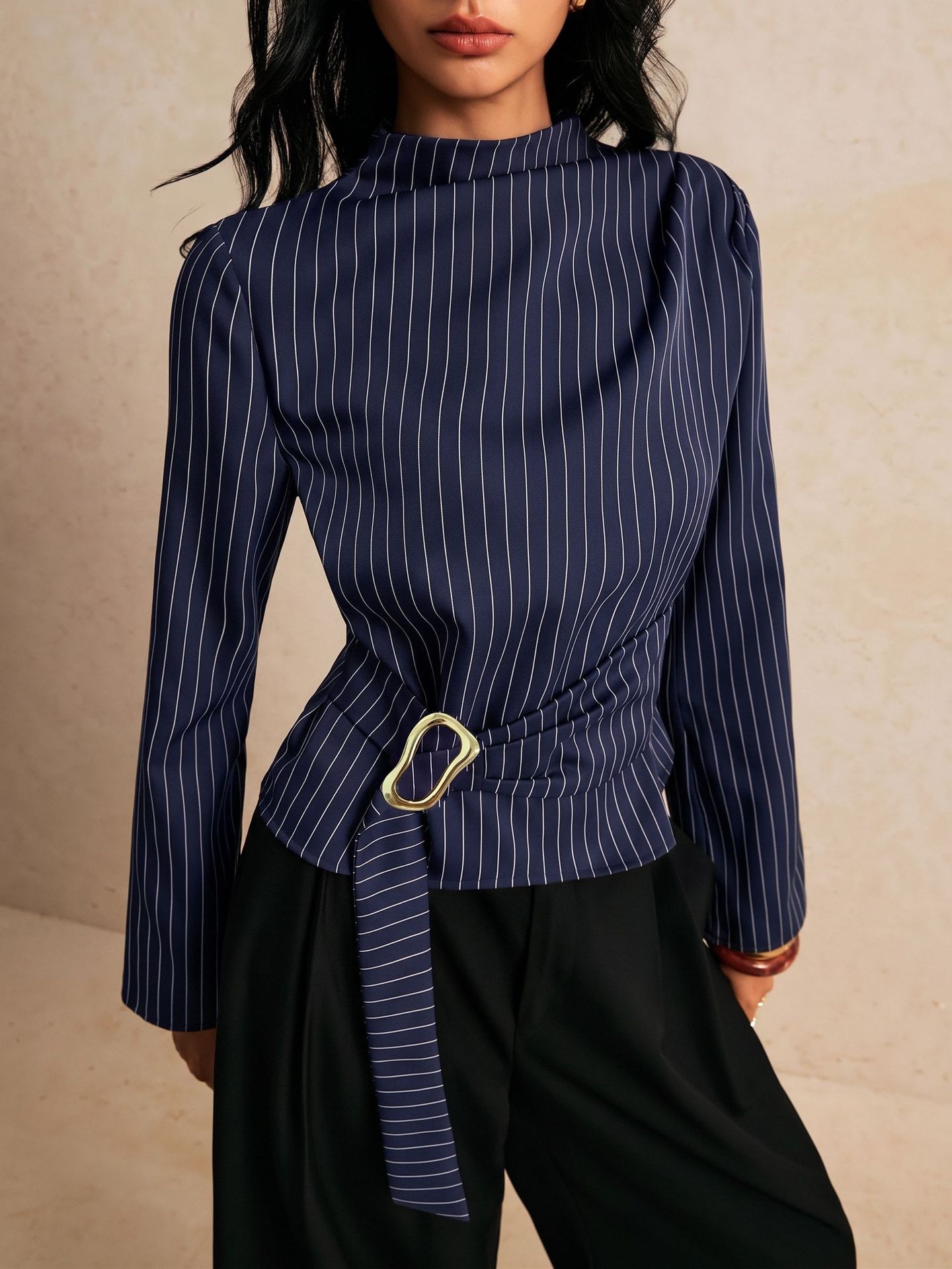 Tie Bell Sleeve Top Fitted Wai - Women Fashion Necktie review and price