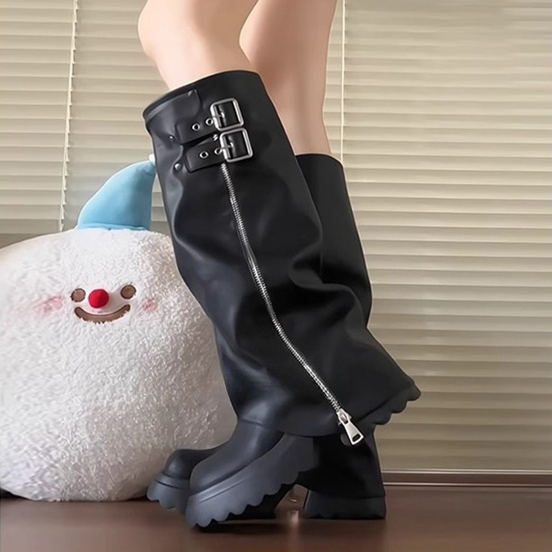 Punk Style Splicing Thick Bott - Women'S Fashion Knee High Boots review and price